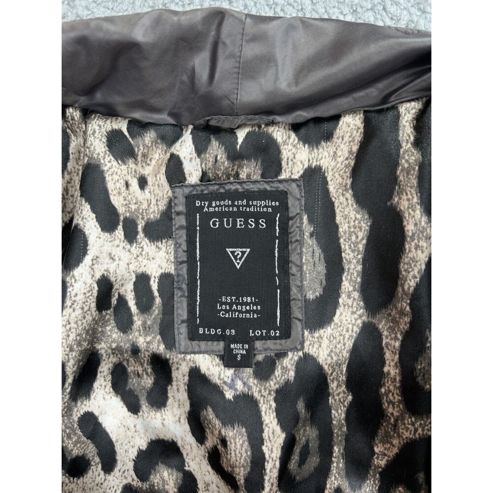 Women's GUESS Gray Puffer Jacket Size S Leopard Print Inside Check Diamond Dsgn - Picture 7 of 12